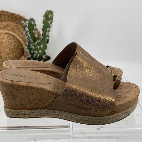 Donald‎ Pliner Janet Metallic Espadrille Wedges Cork Toe Sandal Gold 11 - Picture 5 of 15